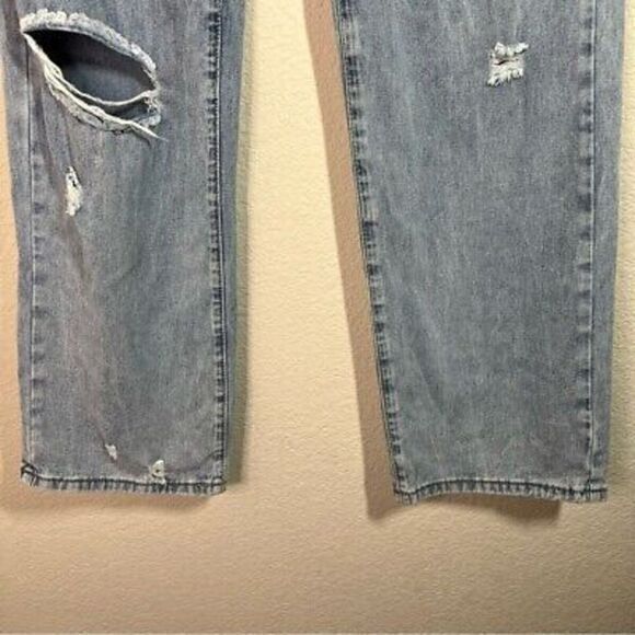 Dazy Womens Wide Leg Jeans Light Wash Distressed‎ Cotton Denim Size Large - Picture 9 of 9